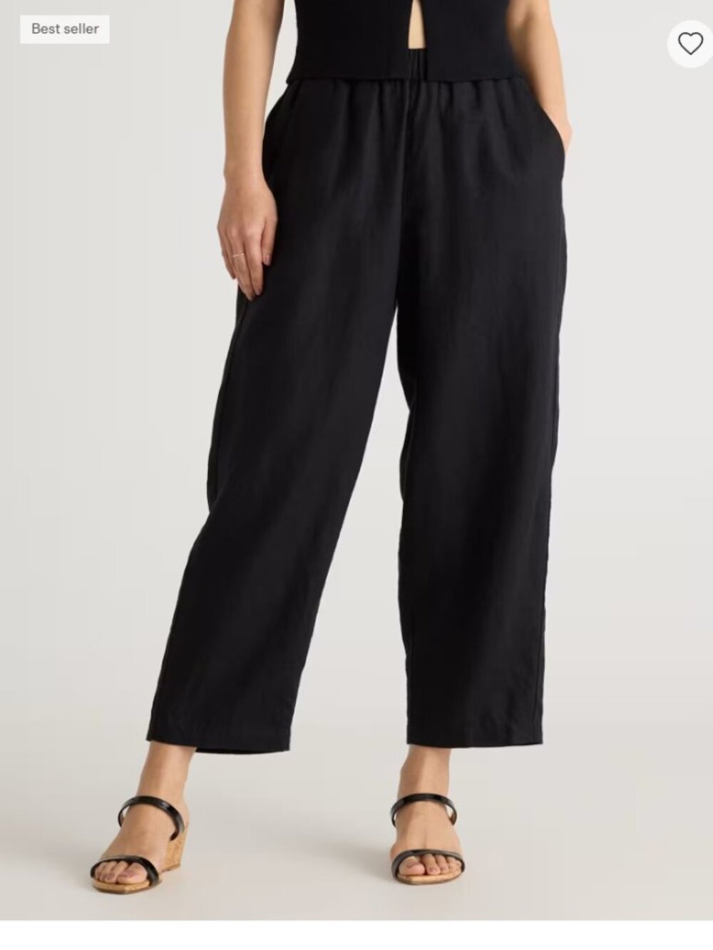 Quince 100% European Linen Relaxed Waist Pants in Black